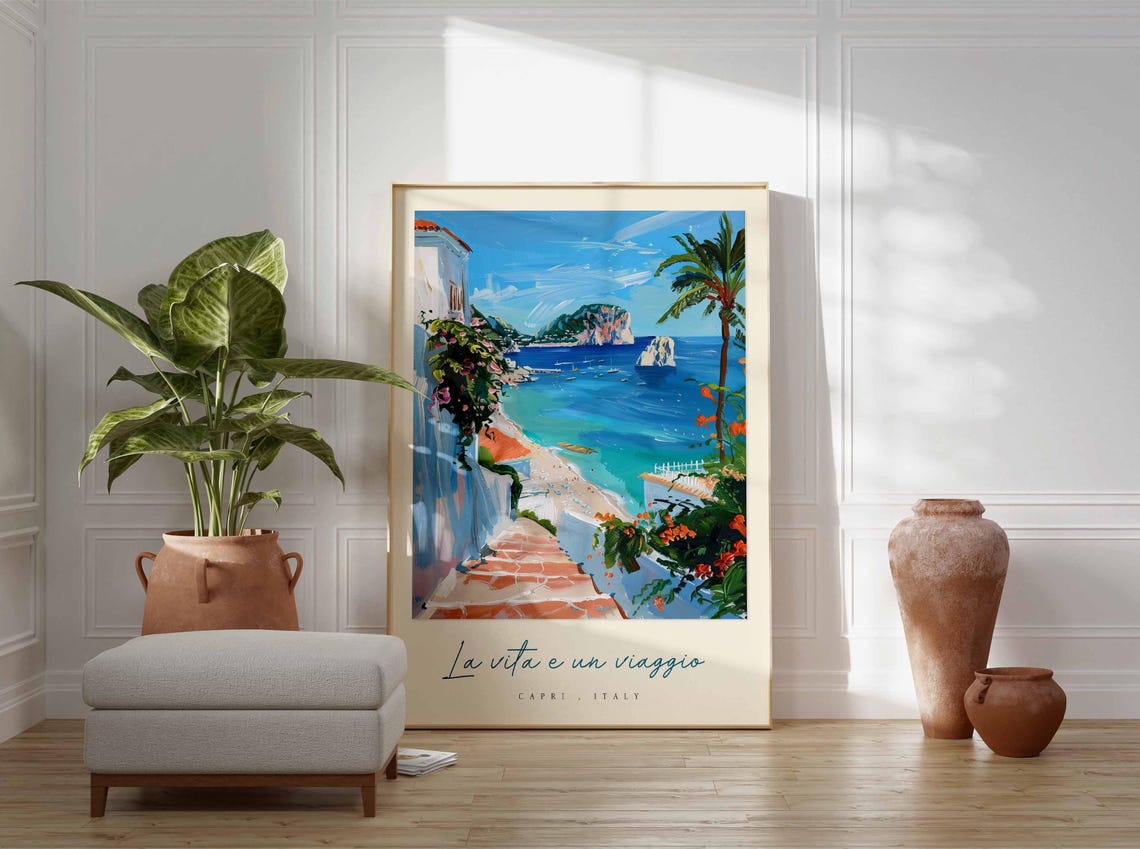Capri Poster Capri Travel Print Capri Travel Art Capri Wall Art Italy Art Italy Travel Decor Italian Travel Gift - Image 3