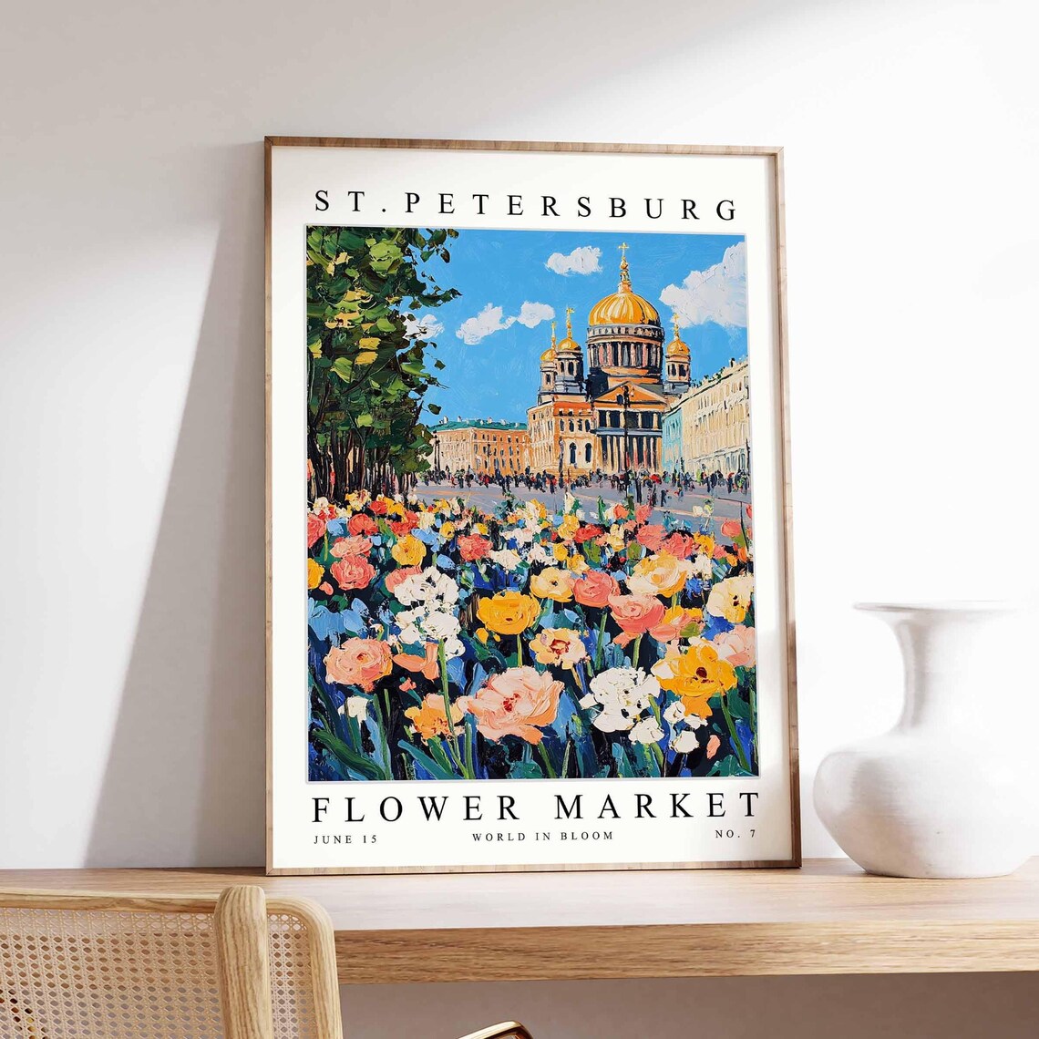 St. Petersburg Golden Domes Flower Field Bold Blooms Art Poster