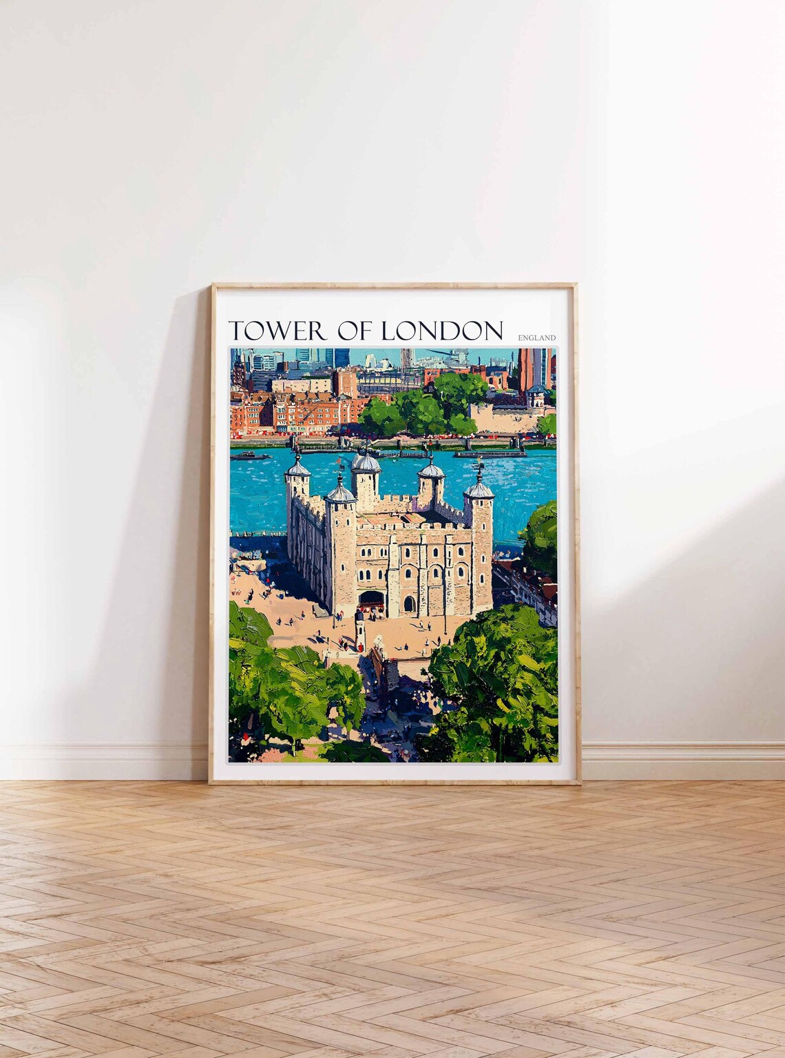 Tower of London England Historic Thames Castle Aerial Art Poster - Image 2