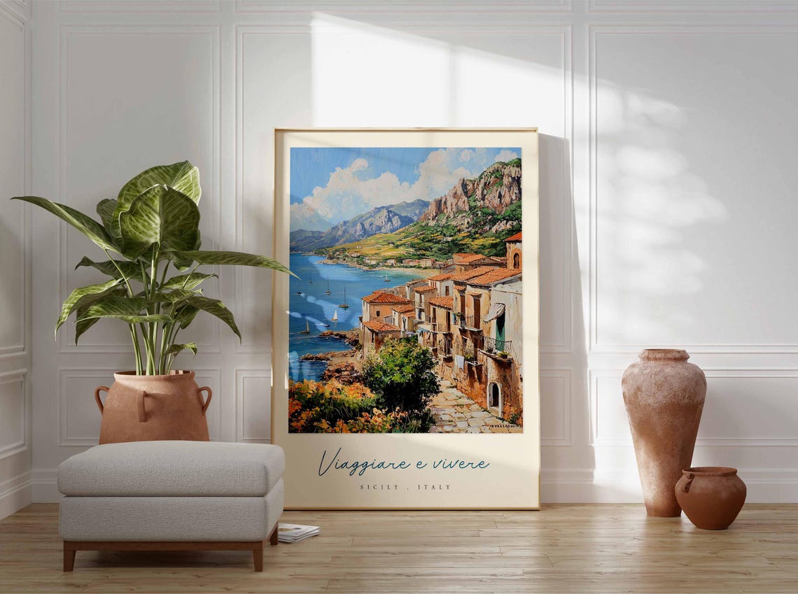 Sicily Poster Italian Travel Print Sicily Travel Art Sicily Wall Art Italy Art Italy Travel Decor Italian Travel Gift - Image 3