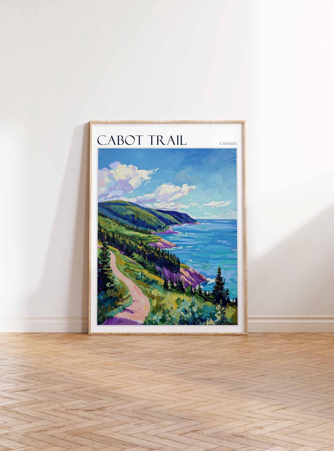 Cabot Trail Canada Lush Green Hillside Trail Ocean Scene Poster - Image 3