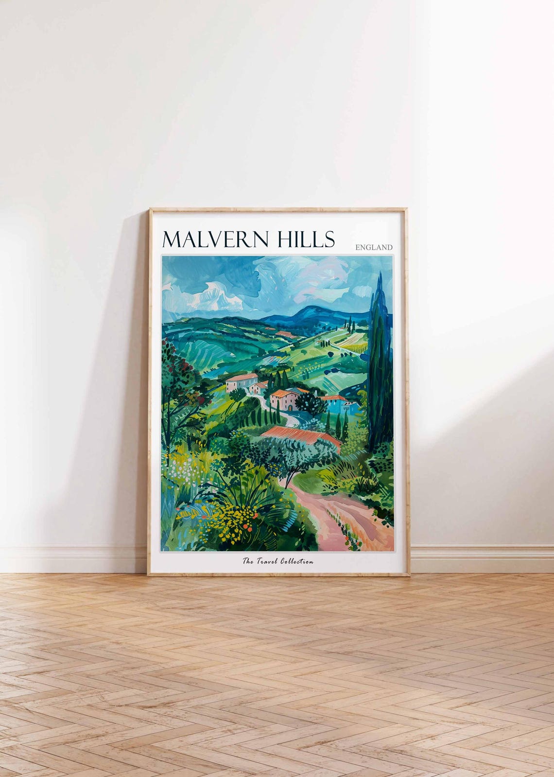 Malvern Hills Hillside Village Cypress Trees Church Tower Poster - Image 2