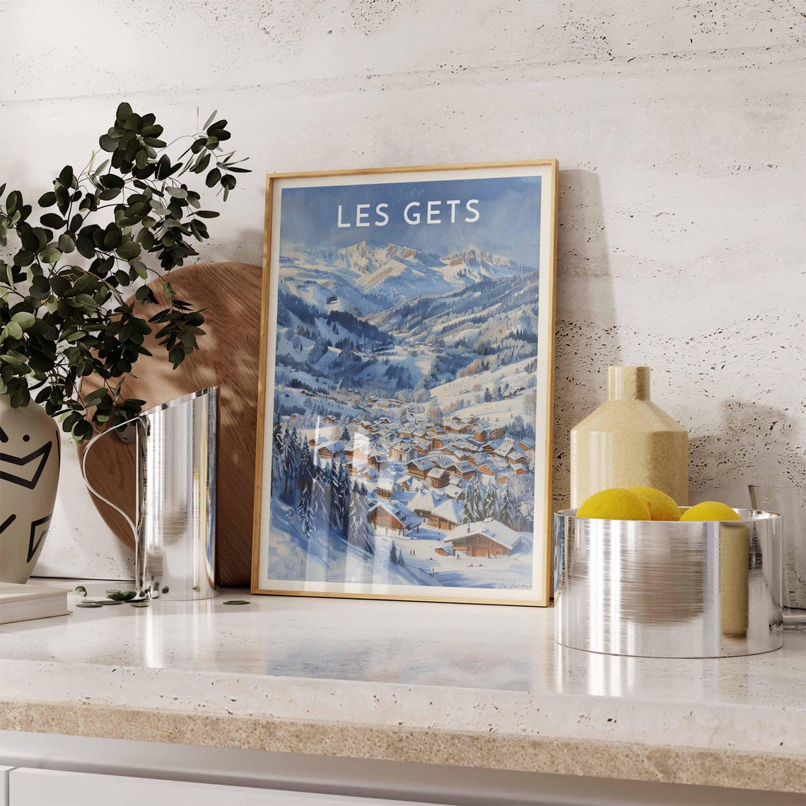 Les Gets France Snowy Alpine Village Ski Resort Travel Poster - Image 2