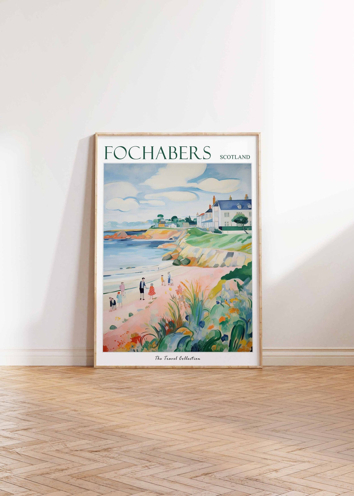 Fochabers Scotland Cliffside Path Beach Vintage Travel Poster - Image 2