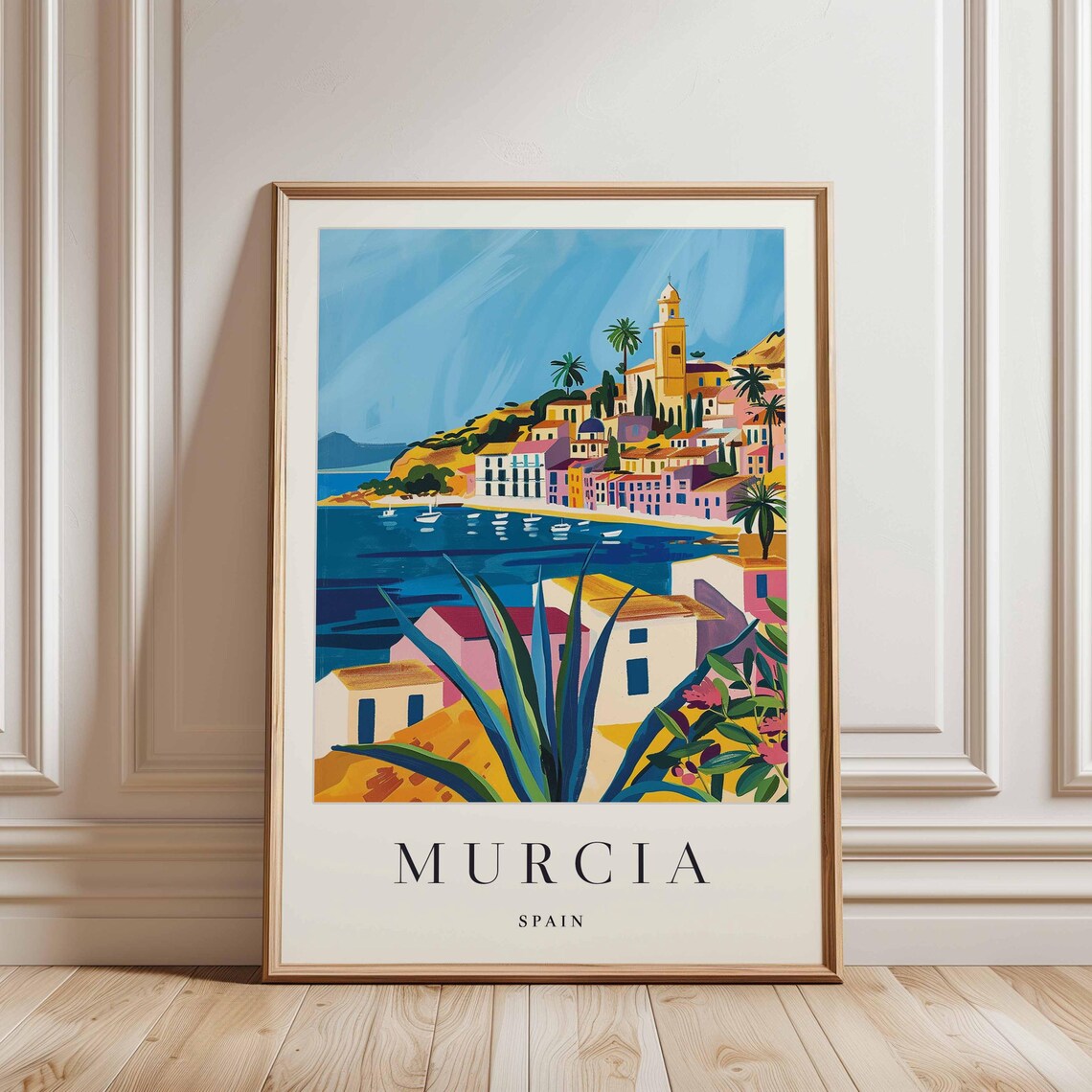 Murcia Spain Harbor Town Bell Tower Mediterranean Travel Poster - Image 3
