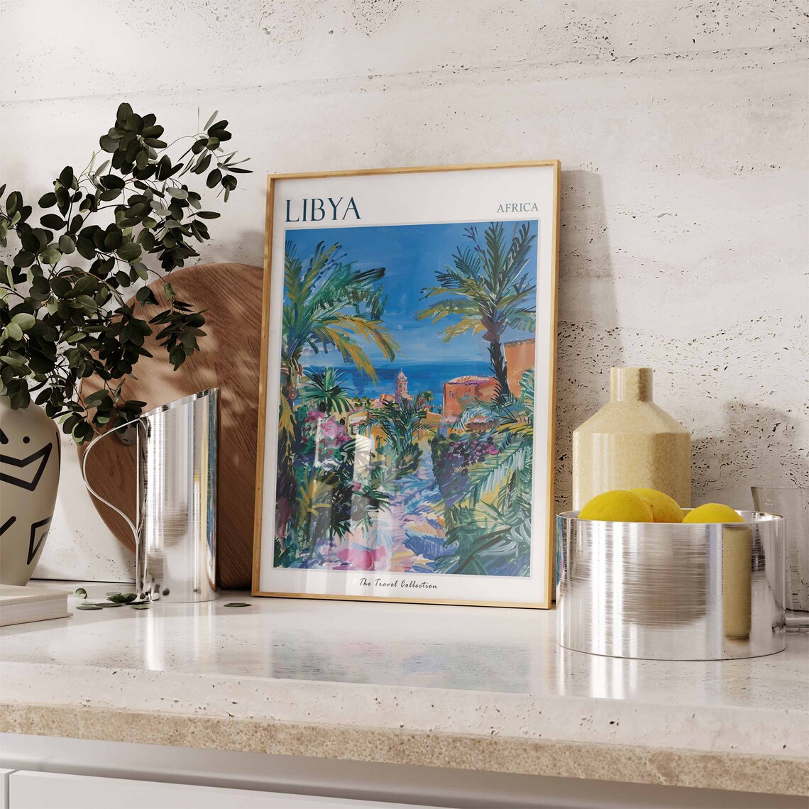 Libya Africa Mediterranean Palm Coast Garden Art Travel Poster - Image 2