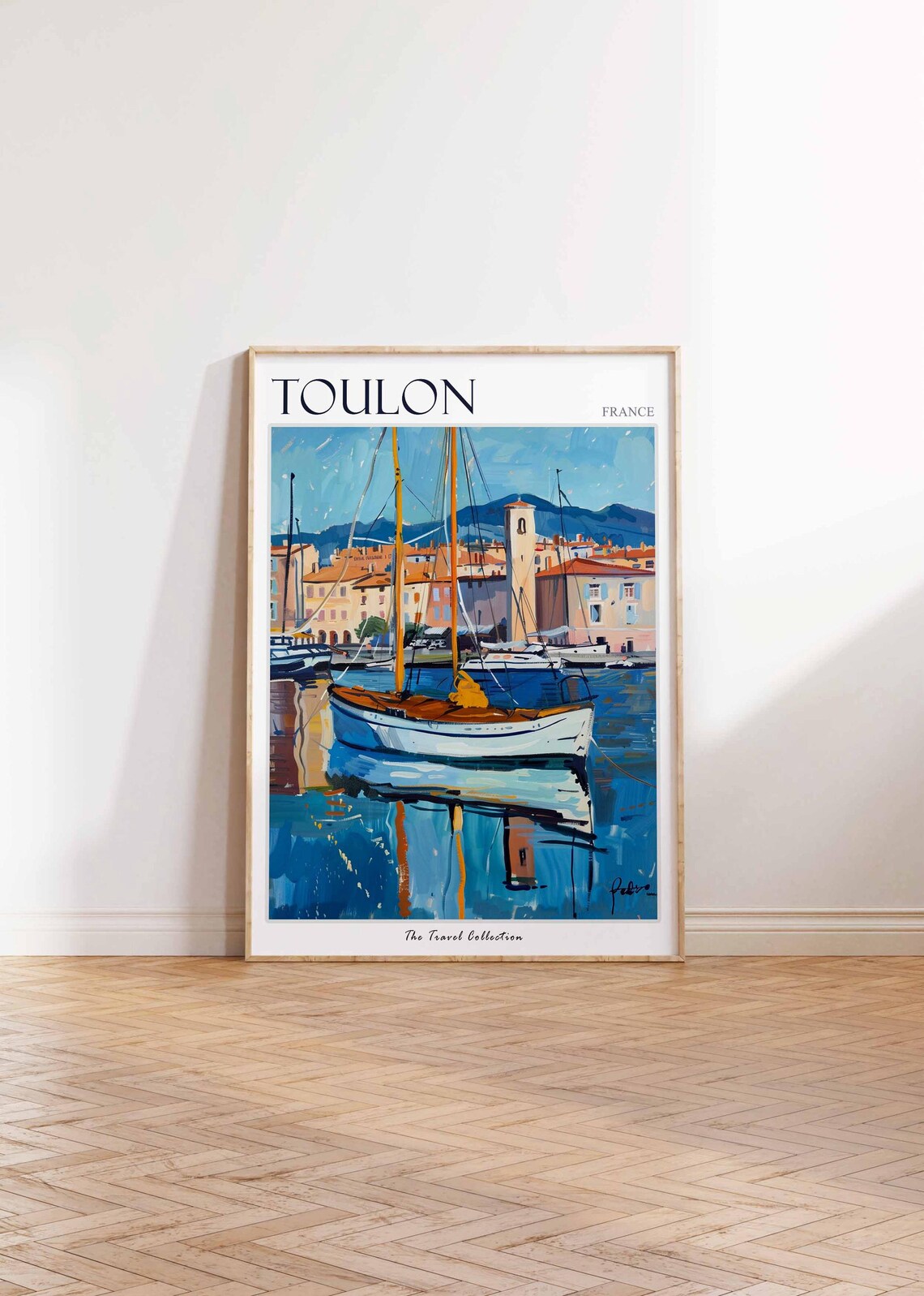 Toulon France Harbor Sailboat Painting Mediterranean Travel Poster - Image 2