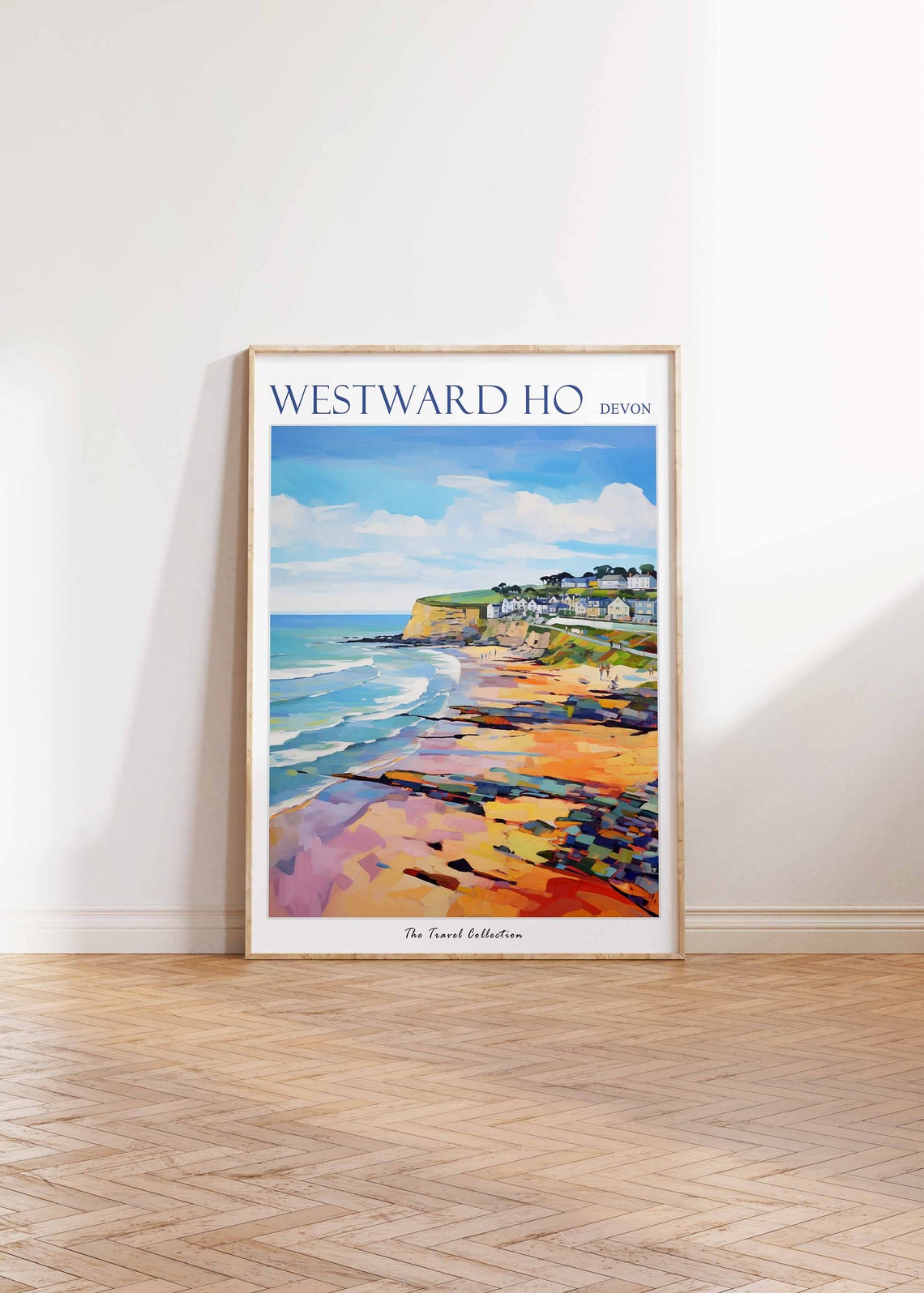 Westward Ho Devon England Beach Cliffs Coastal Scene Art Poster - Image 2