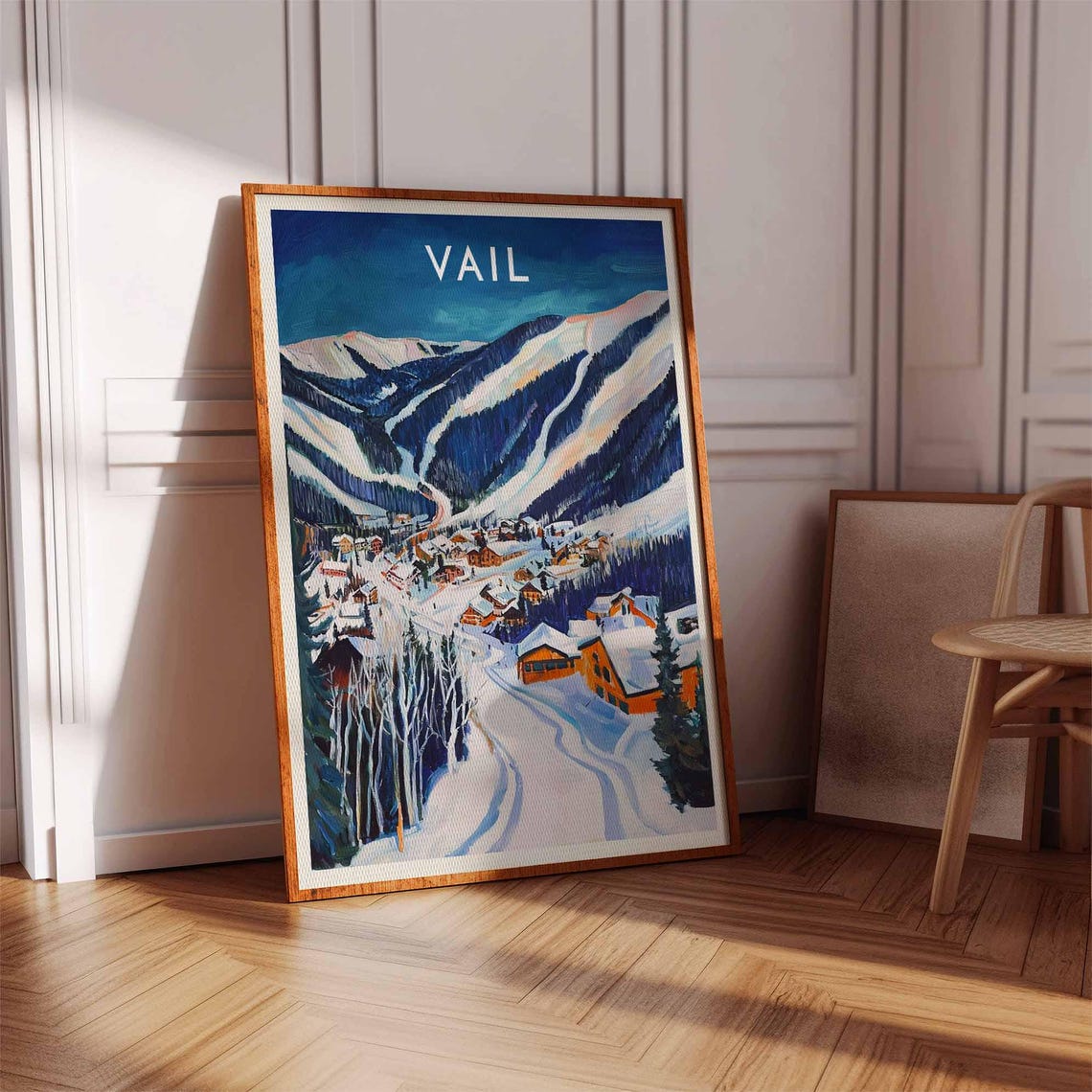 Vail Colorado Ski Village Valley Colorful Winter Night Poster - Image 3