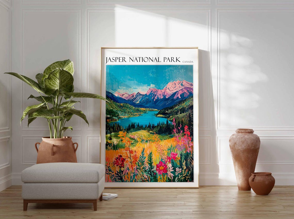 Jasper National Park Wildflower Meadow Turquoise Lake Poster - Image 2