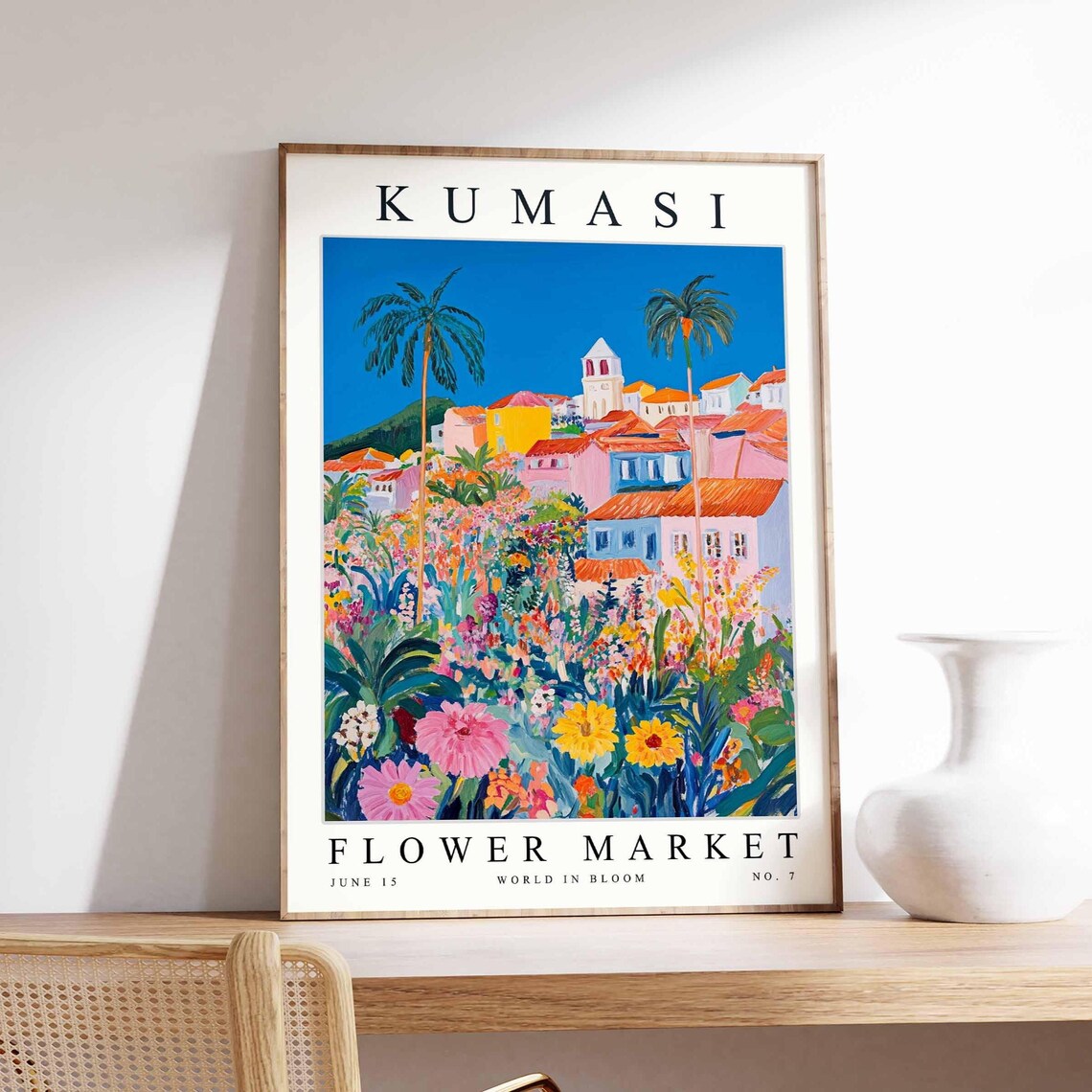 Kumasi Flower Market Poster Print Ghanaian Floral Wall Art Decor Botanical Ghana Africa Travel