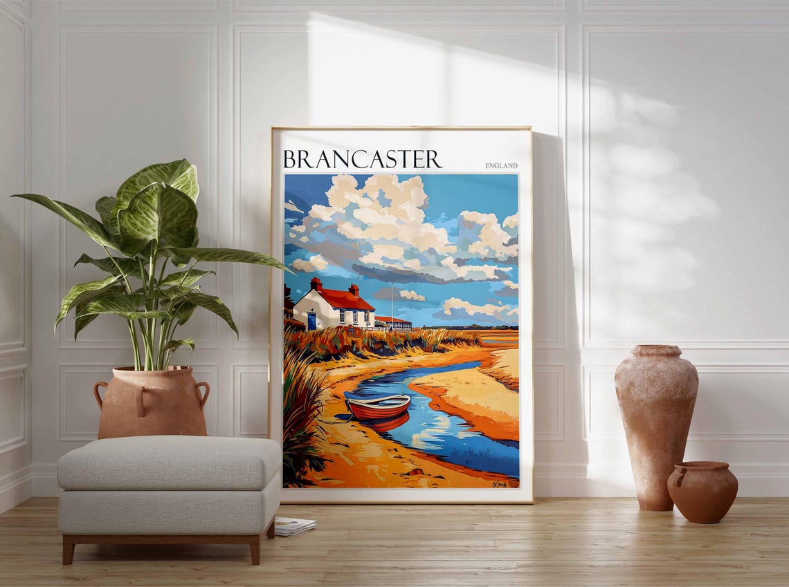 Brancaster England Red Boat on Creek by Cozy Seaside Cottage Poster - Image 3