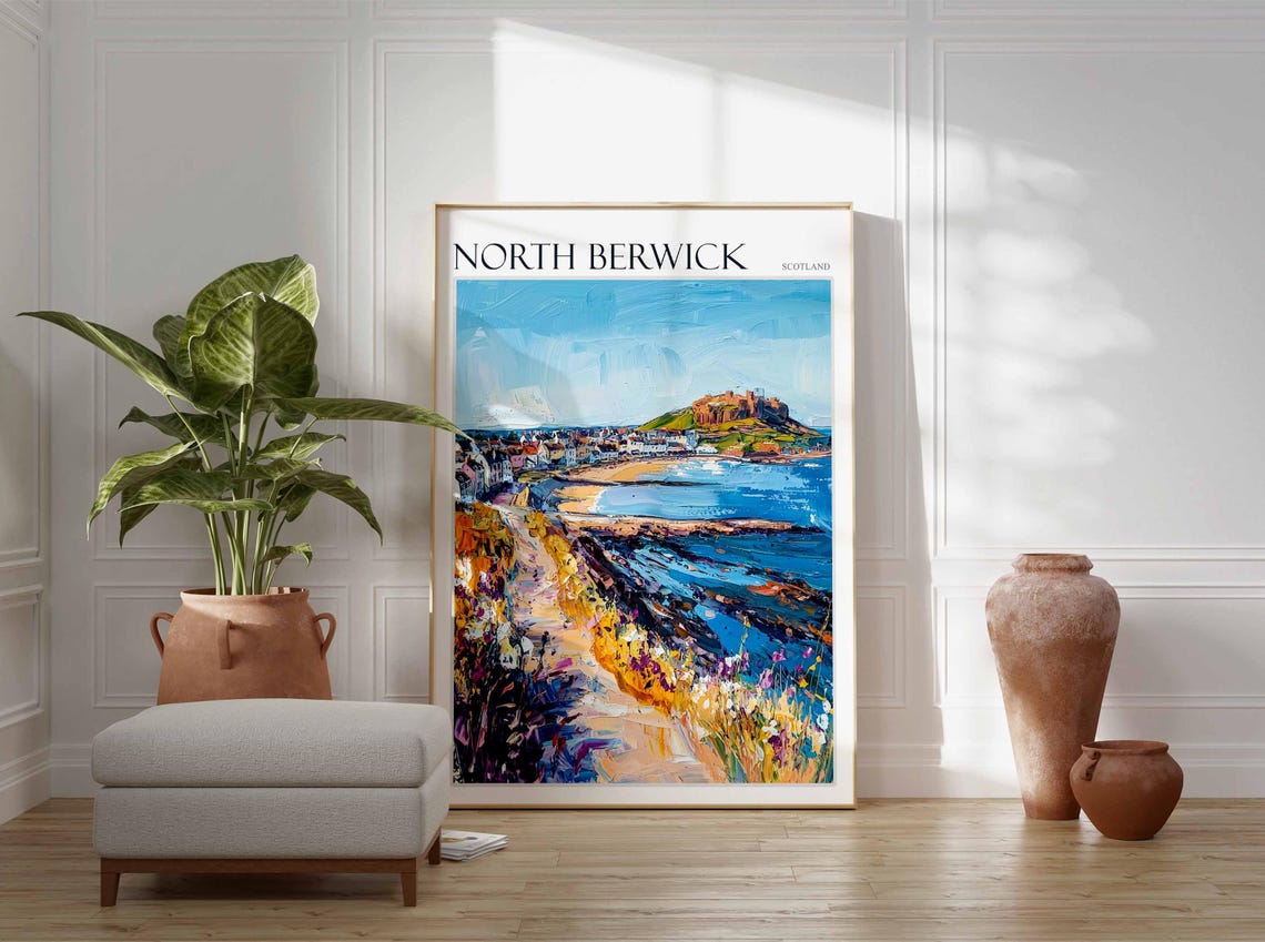 North Berwick Scotland Beach Castle Hill Wildflowers Coast Poster - Image 3