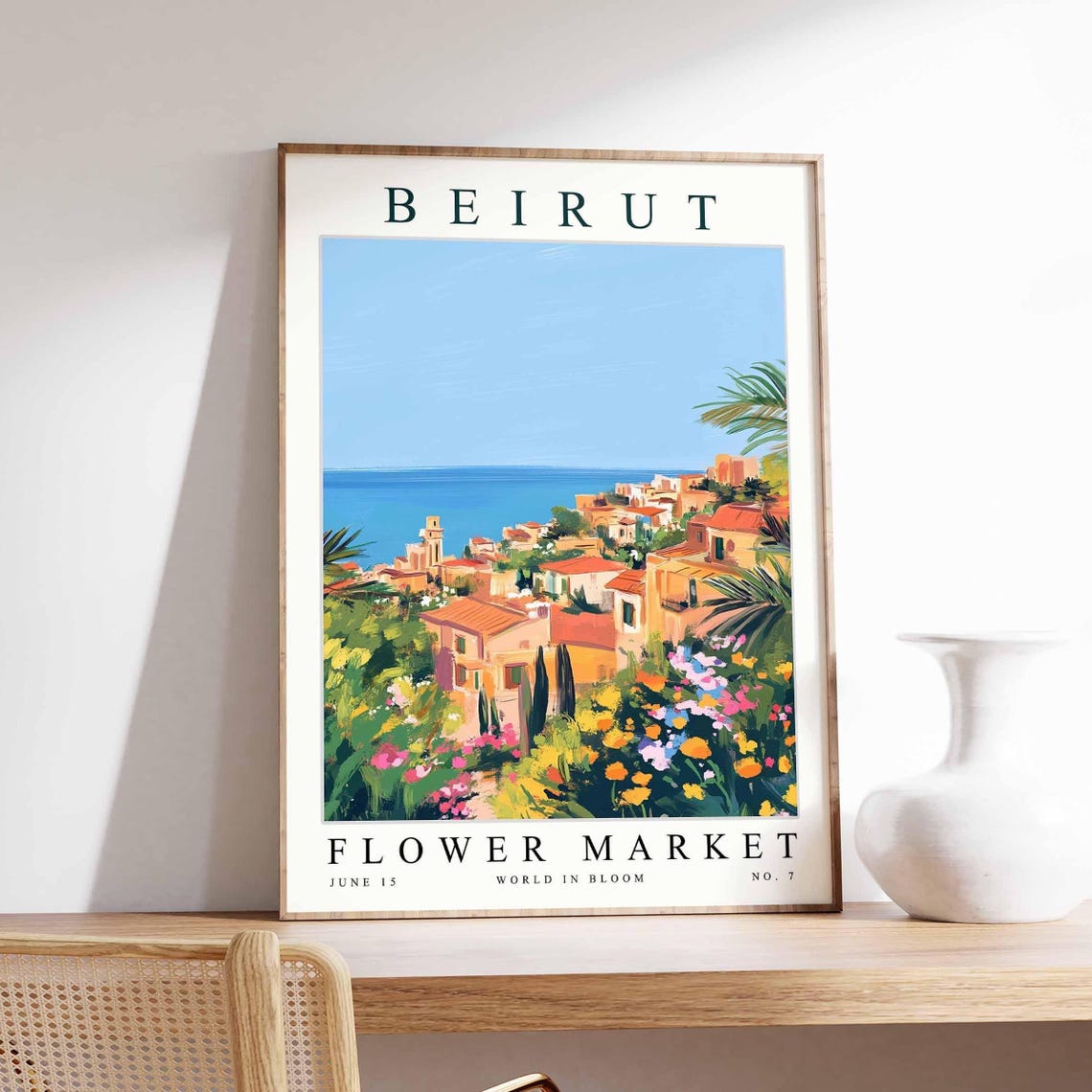 Beirut Flower Market Loose Painted Seaside Town Floral Poster No 7 Art