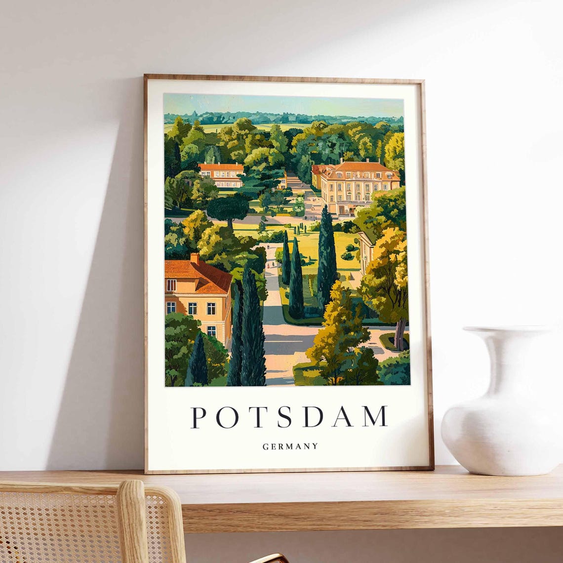 Potsdam Germany Palace Gardens Tree Lined Avenue Green Park Poster