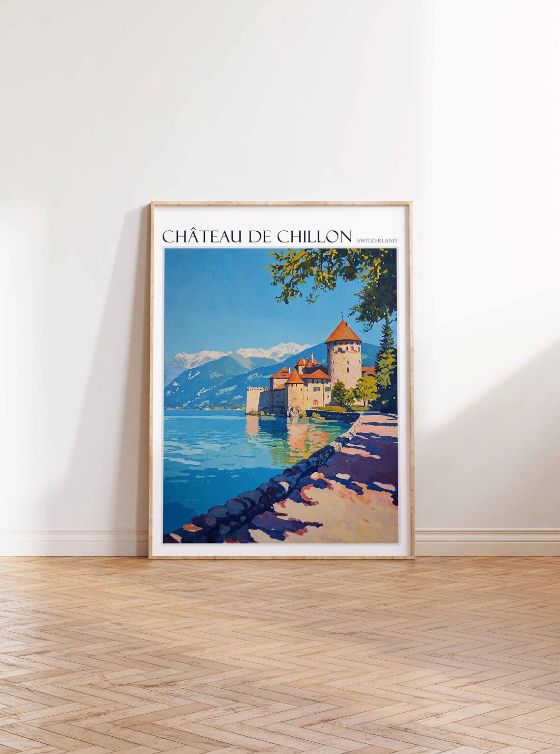 Chateau De Chillon Switzerland Golden Light Lake Geneva Castle Poster - Image 3