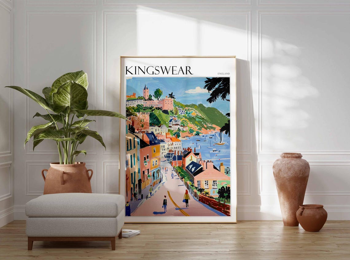 Kingswear Poster English Riviera Poster Uk Travel Poster Coastal Wall Art British Decor Kingswear Travel Print Kingswear Wall Decor - Image 3