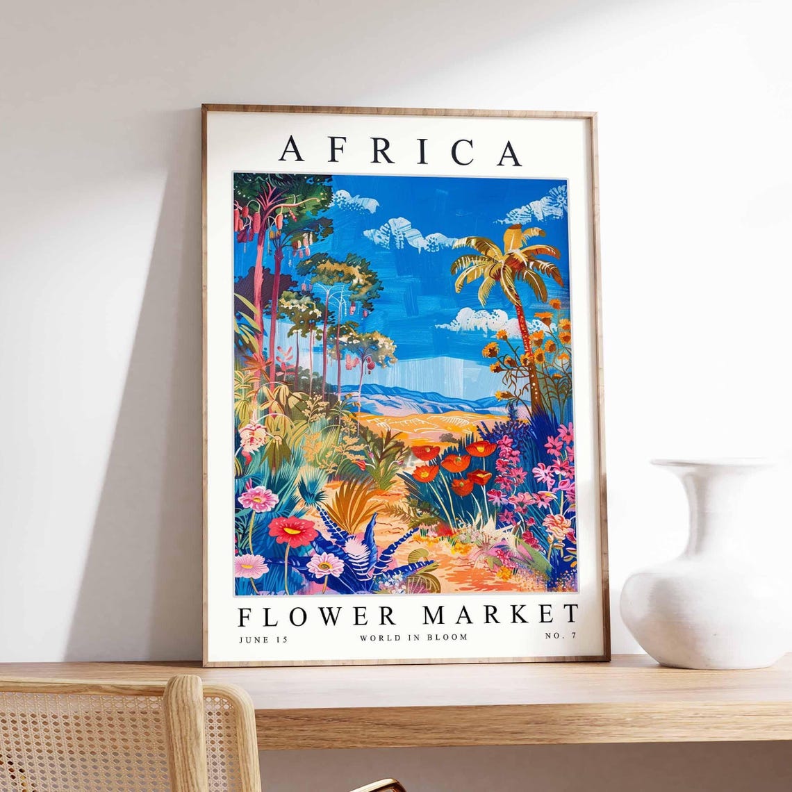 Africa Red Blossom Trees Exotic Hills Field Bloom View Pop Poster