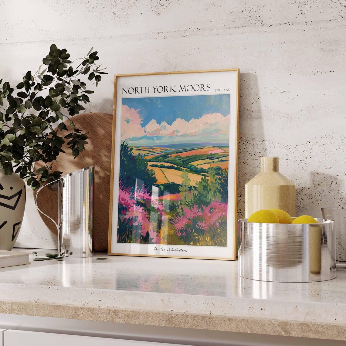 North York Moors Pink Heather Hills Colorful Countryside Poster - Image 3