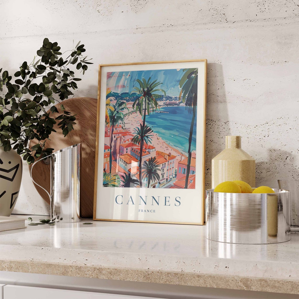 Cannes Poster Cannes Travel Print France Wall Art French Travel Print Tropical Decor Sea Print Cannes Gift Cannes Travel Poster - Image 3