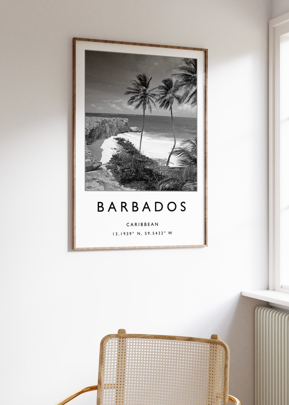 Barbados Caribbean Black And White Palm Beach Ocean Photo Poster - Image 3