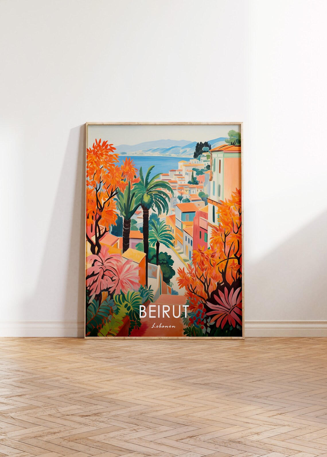 Beirut Lebanon Vibrant Coastal City Tropical Fauvist Travel Poster - Image 2
