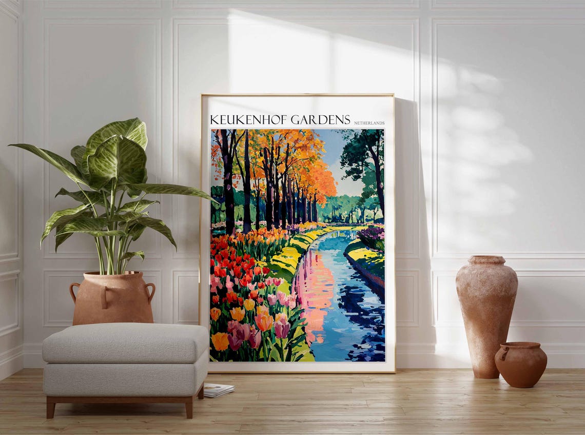 Keukenhof Gardens Poster Keukenhof Gardens Travel Print Netherlands Travel Poster Botanical Decor European Travel Print - Image 2