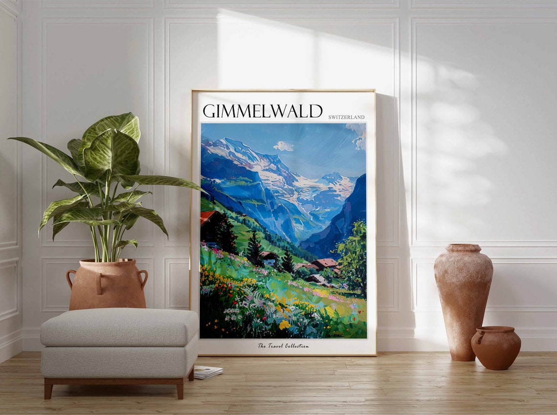 Gimmelwald Poster Switzerland Travel Print Swiss Decor Europe Travel Poster European Wall Art Gimmelwald Gift Gimmelwald Travel Poster - Image 3