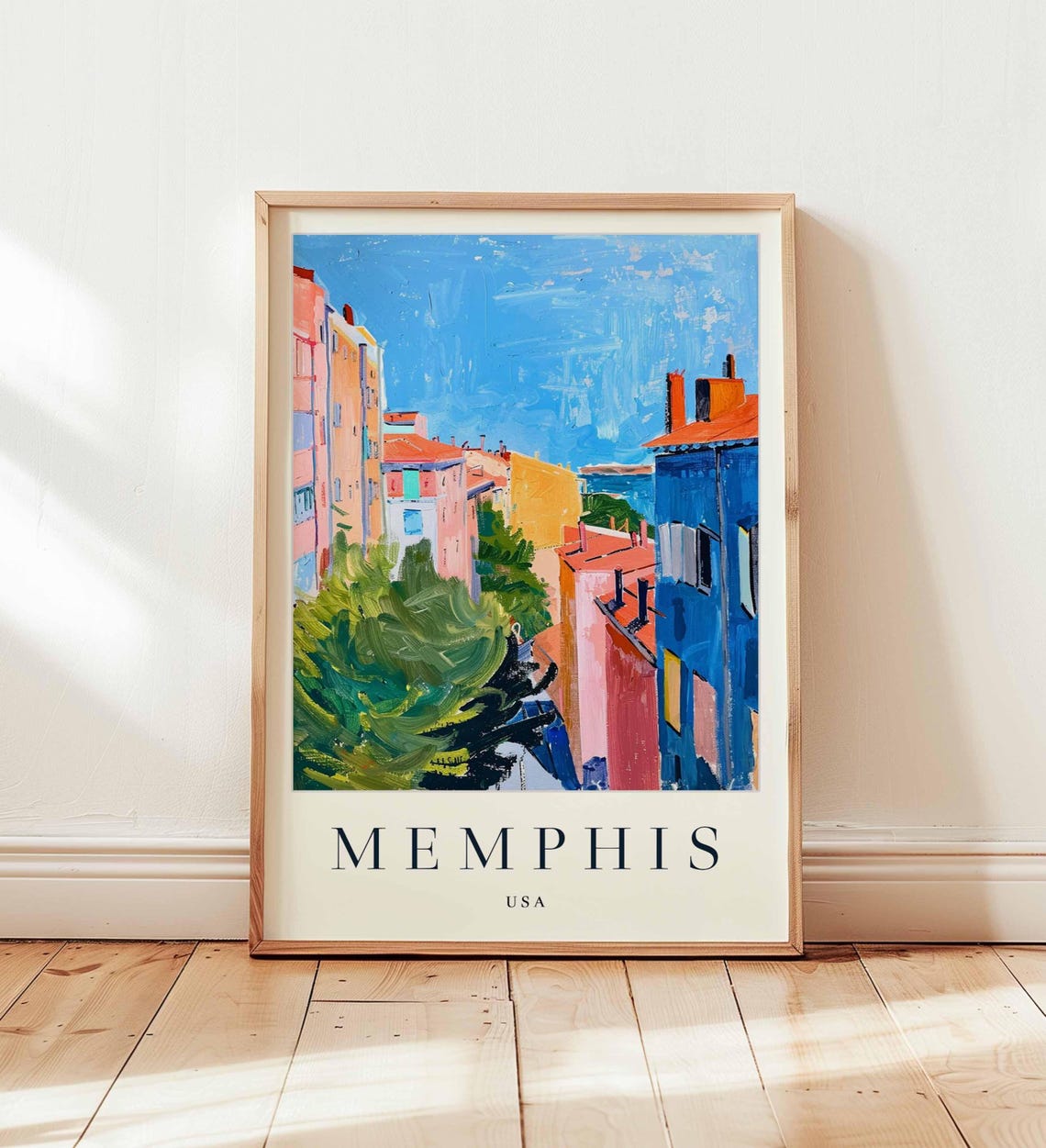 Memphis Tennessee Rooftops Over a Charming Hillside Town Poster