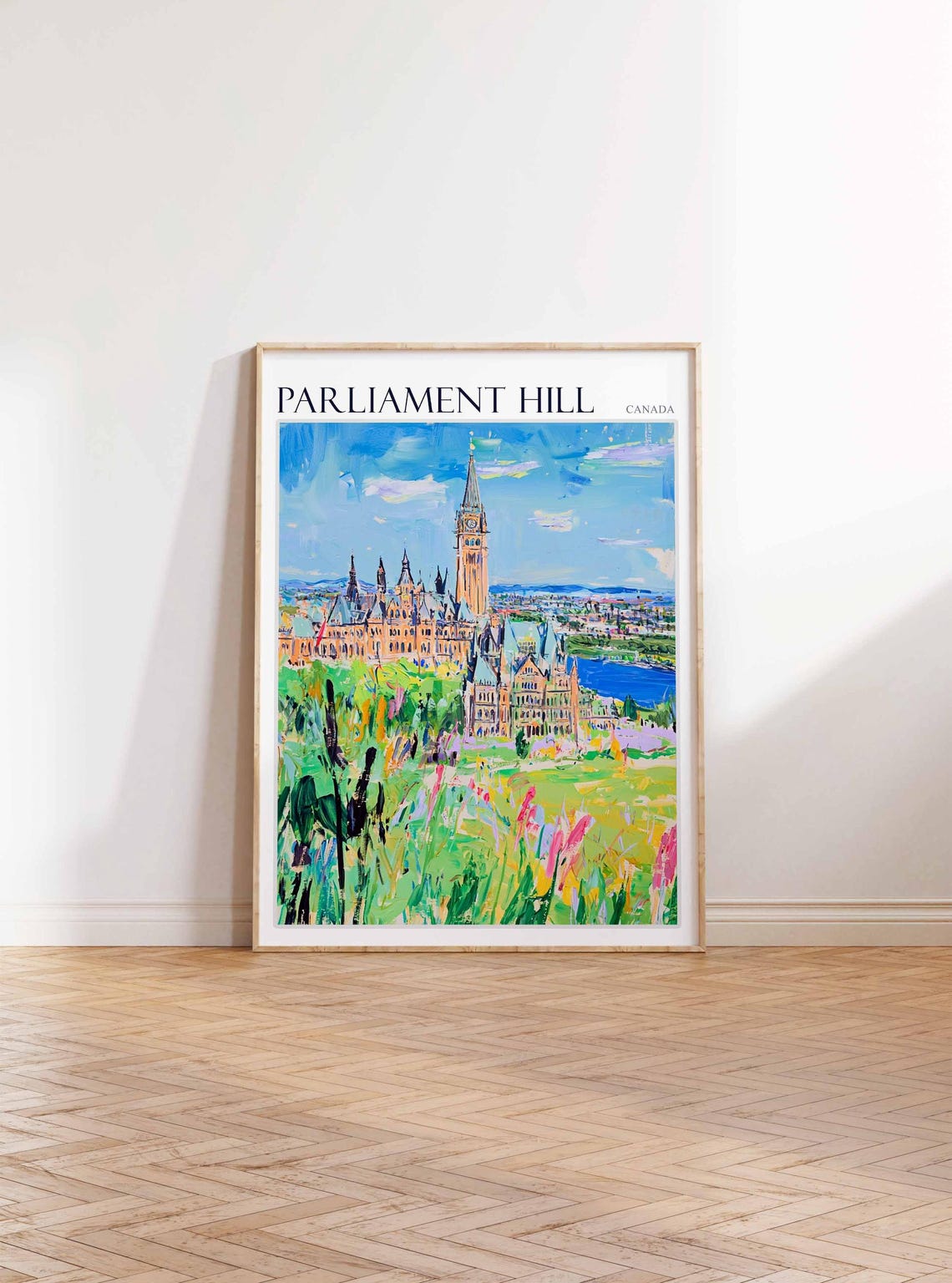 Parliament Hill Canada Green Meadow Wildflowers Painting Poster - Image 2