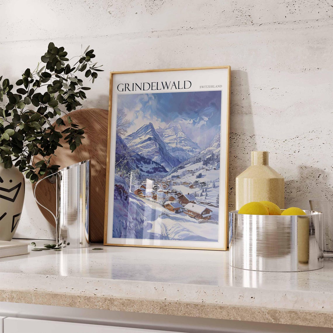 Grindelwald Switzerland Snowy Alpine Village Chalet Winter Poster - Image 2