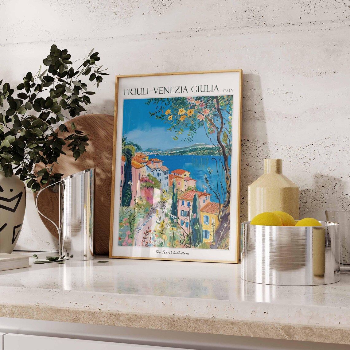 Friuli Venezia Giulia Italy Lake Village Flowers Travel Poster - Image 2