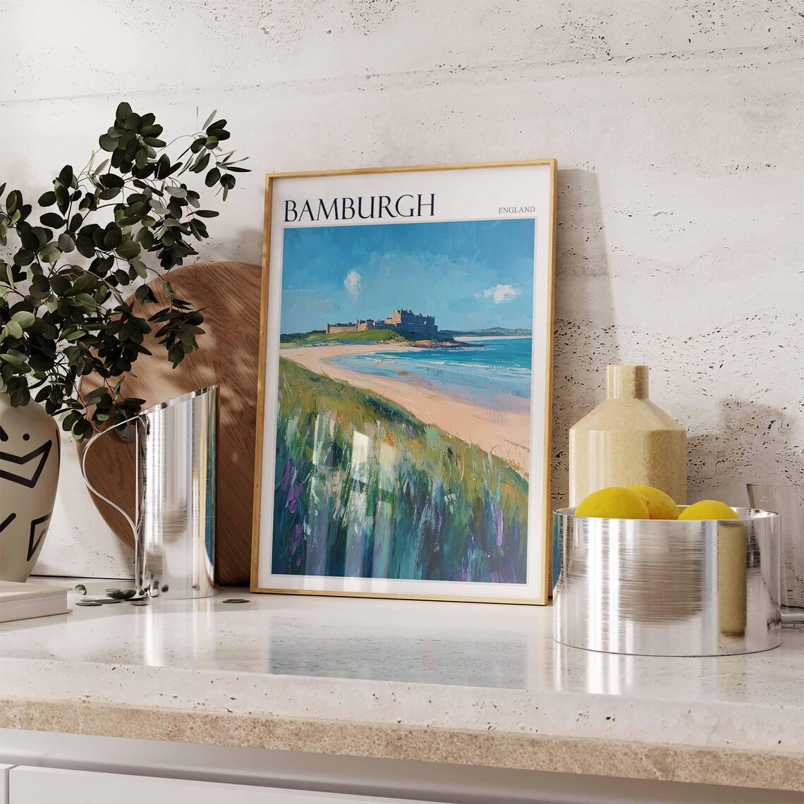 Bamburgh Poster Northumberland Poster England Travel Poster Coastal Wall Art Uk Home Decor Bamburgh Travel Print Bamburgh Wall Decor - Image 2