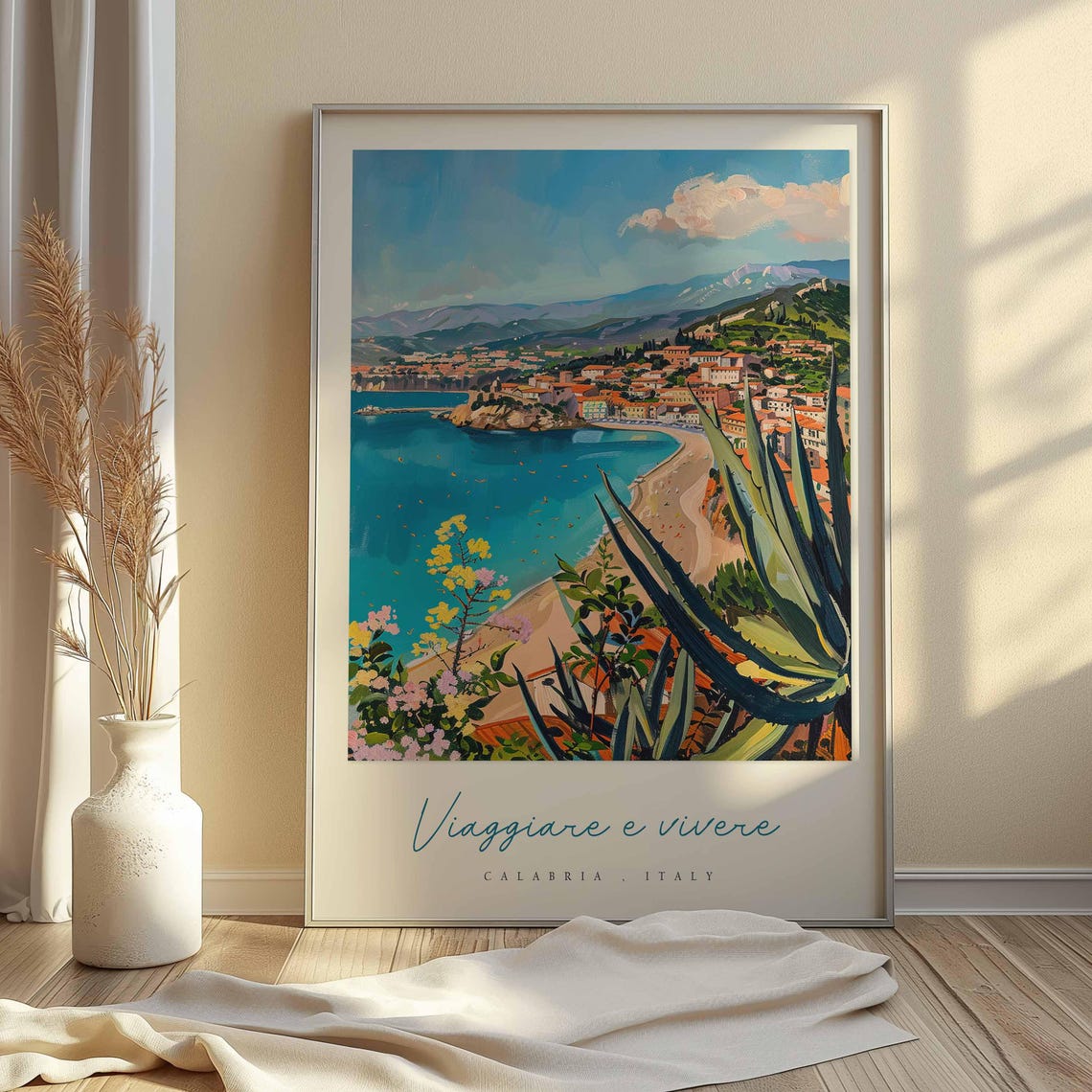 Viaggiare e Vivere Calabria Italy Agave Beach Bay View Poster - Image 2