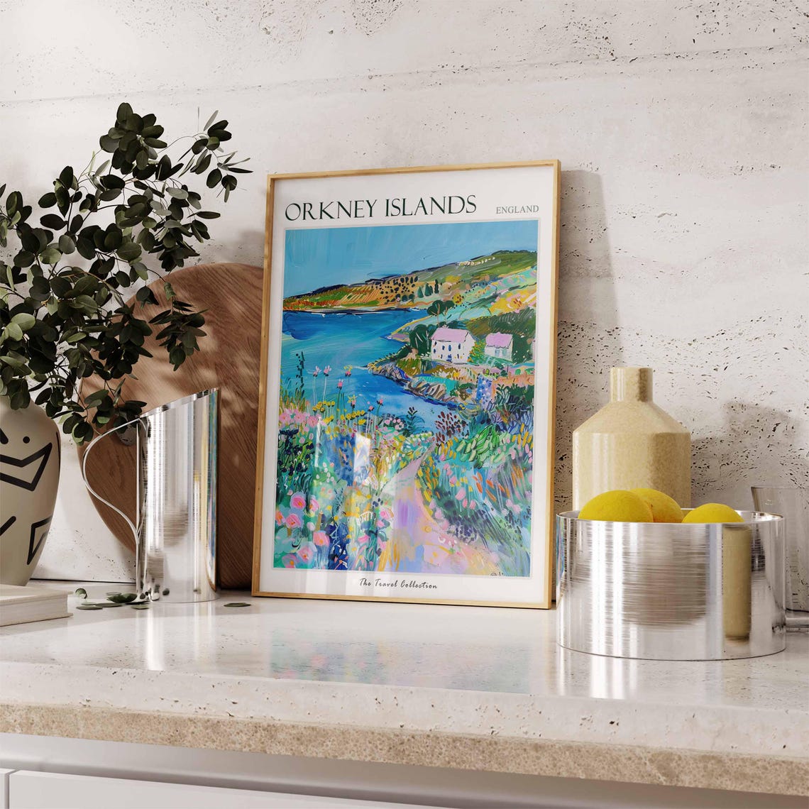 Orkney Islands Wildflower Path Cove Cottages Scene Travel Poster - Image 3