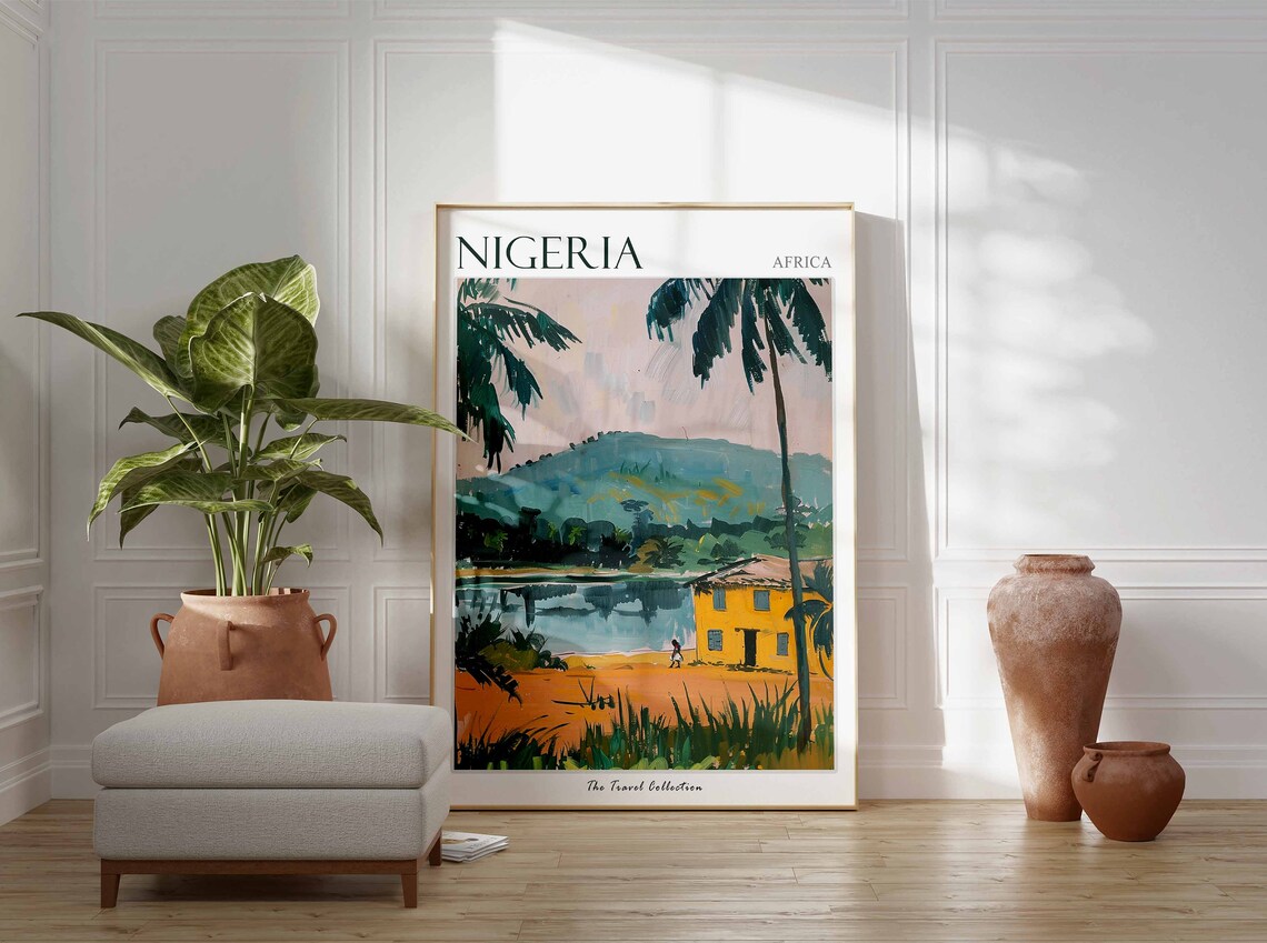 Nigeria Poster Nigeria Travel Print Nigerian Travel Poster African Decor Tropical Decor Botanical Art African Art Nigerian Gift - Image 2