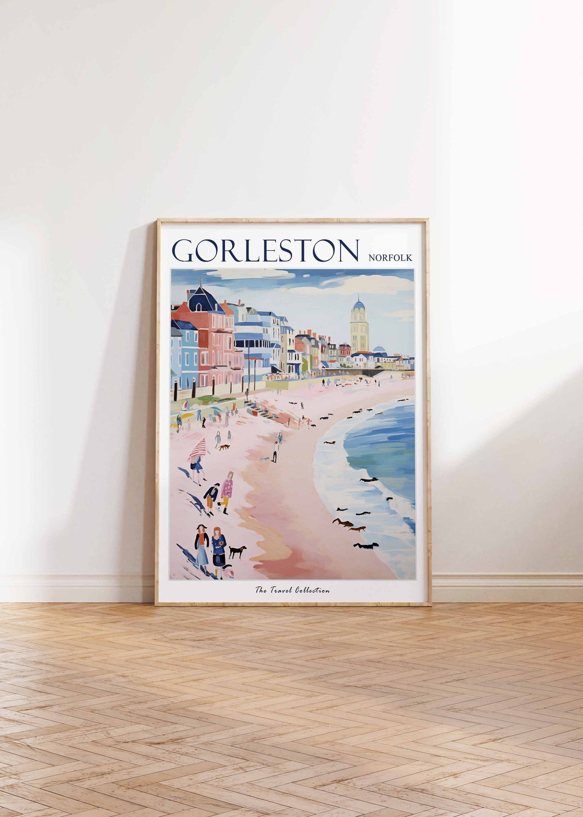 Gorleston Norfolk Pink Beach Clock Tower Dog Friendly Shore Poster - Image 2