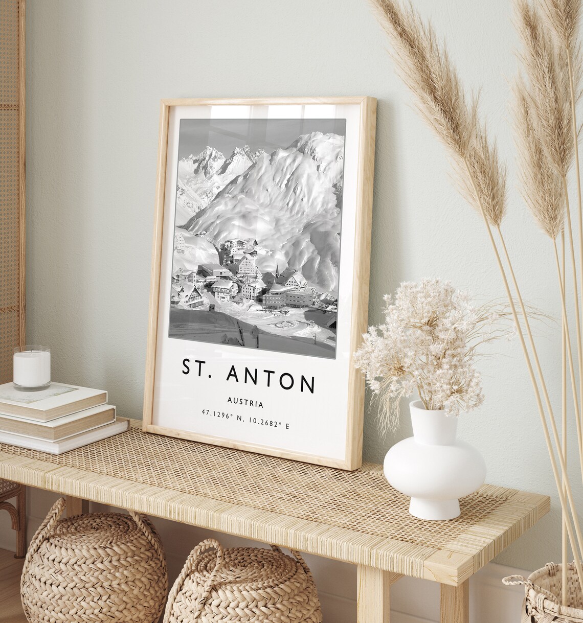 St Anton Austria Skiing Travel Poster, Winter Sport Art - Image 2