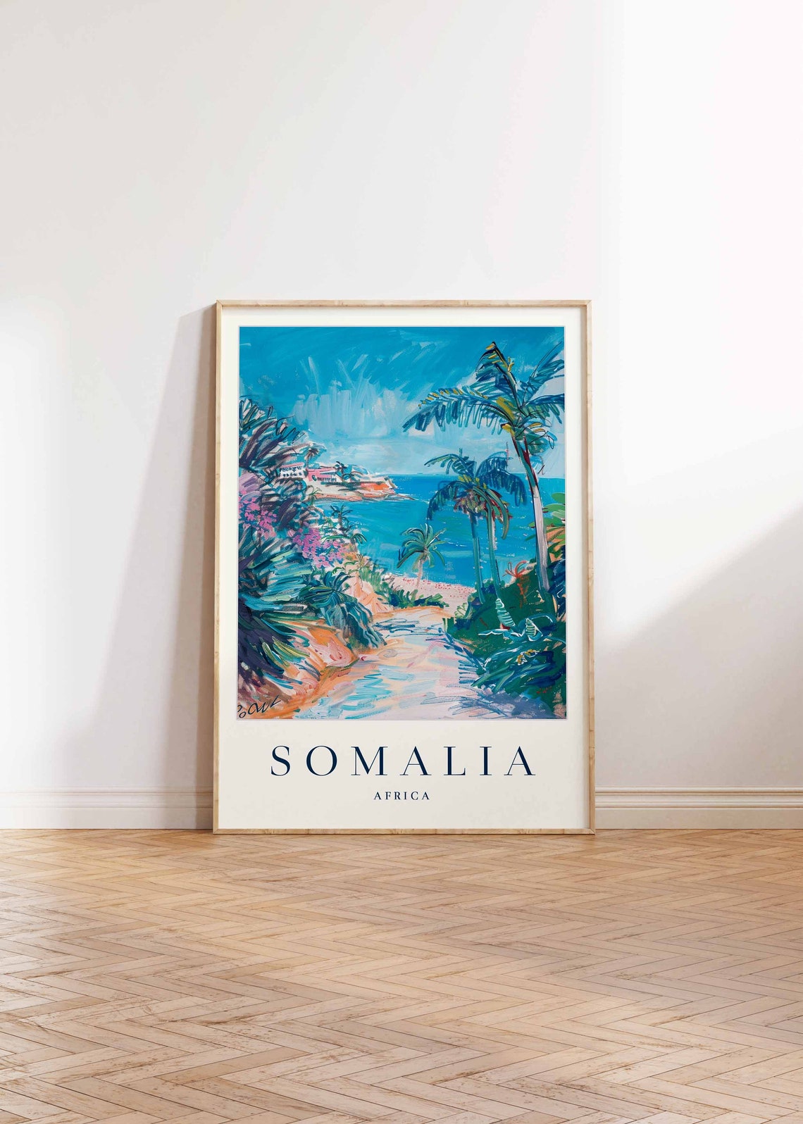 Somalia Tropical Beach Path Palm Trees Turquoise Sea Africa Poster - Image 2