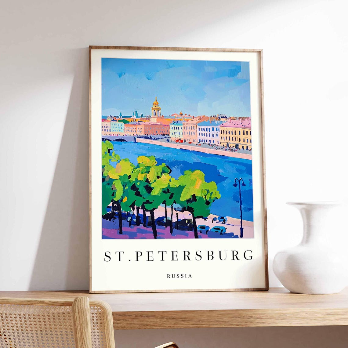 St Petersburg Russia Golden Domes Across the Neva River Poster