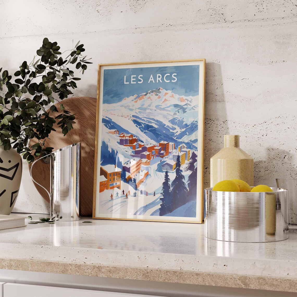 Les Arcs France Modernist Ski Resort Snowy Slopes Alpine Travel Poster - Image 2