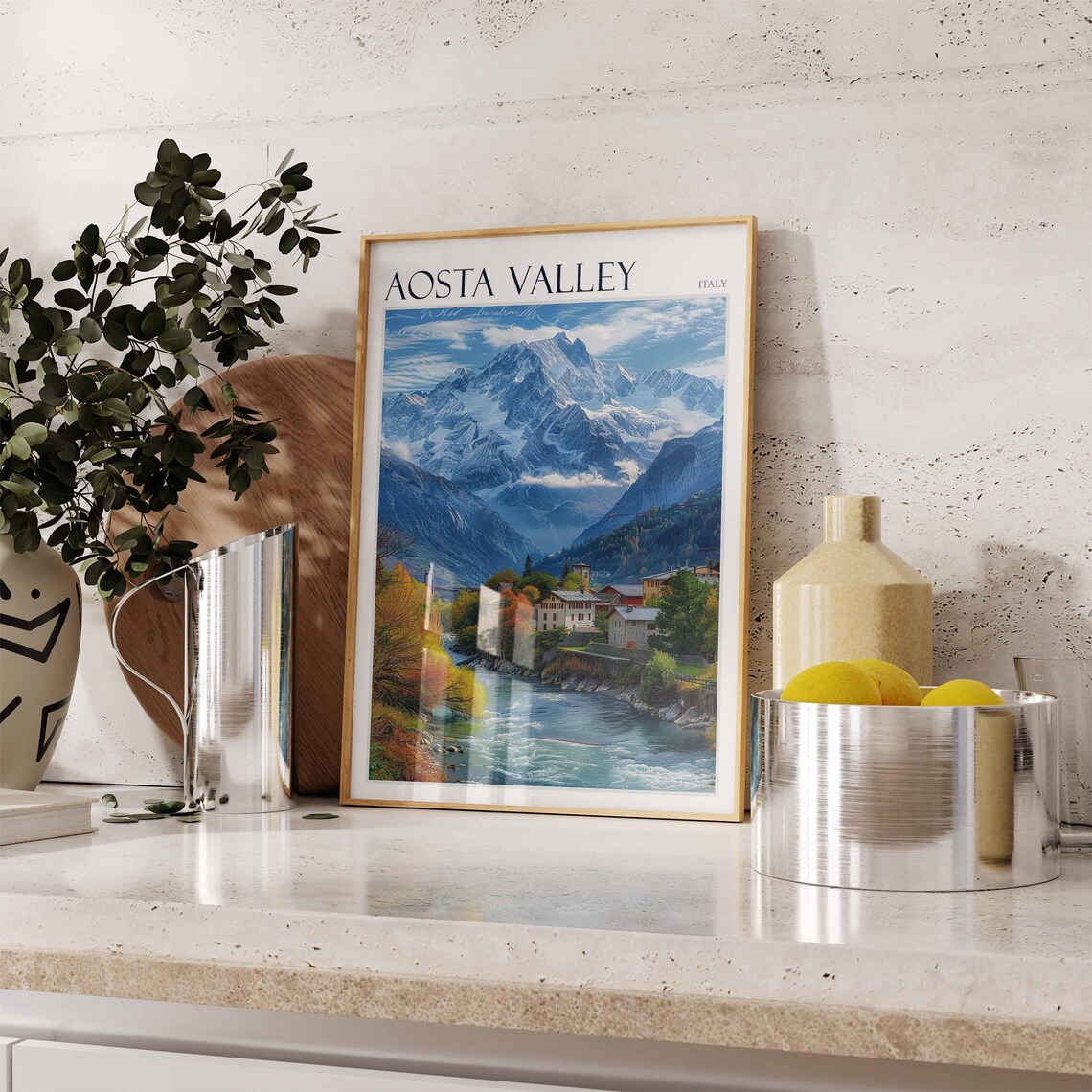 Aosta Valley Poster Italian Alps Print Mountain Wall Art Ski Decor Italy Poster Alpine Art Winter Art European Art Aosta Valley Art - Image 2