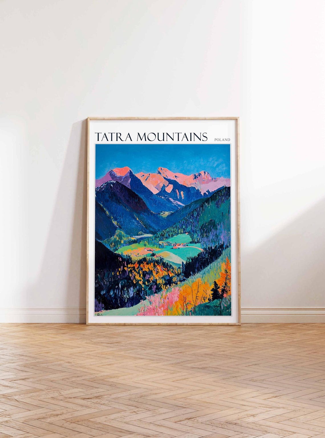 Tatra Mountains Poland Autumn Valley Pink Peaks Colorful Poster - Image 2