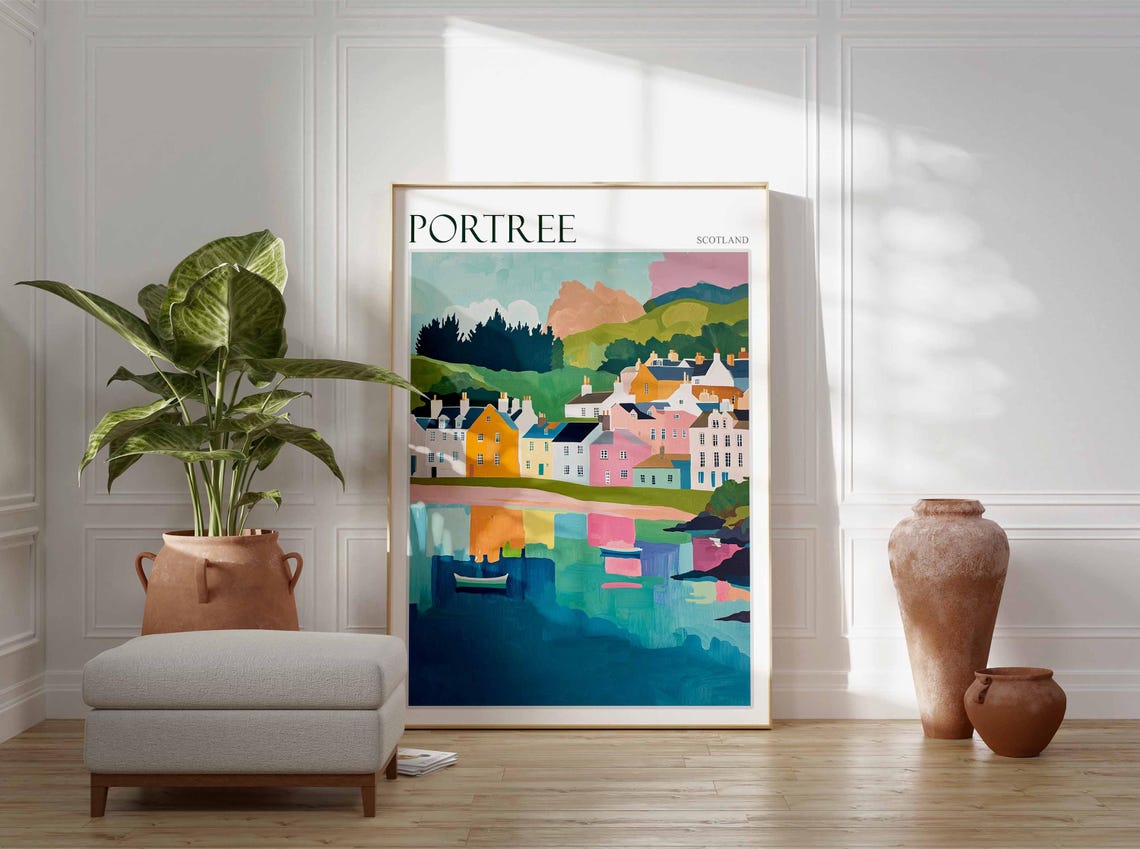 Portree Scotland Waterfront Houses Reflection Vintage Travel Poster - Image 4