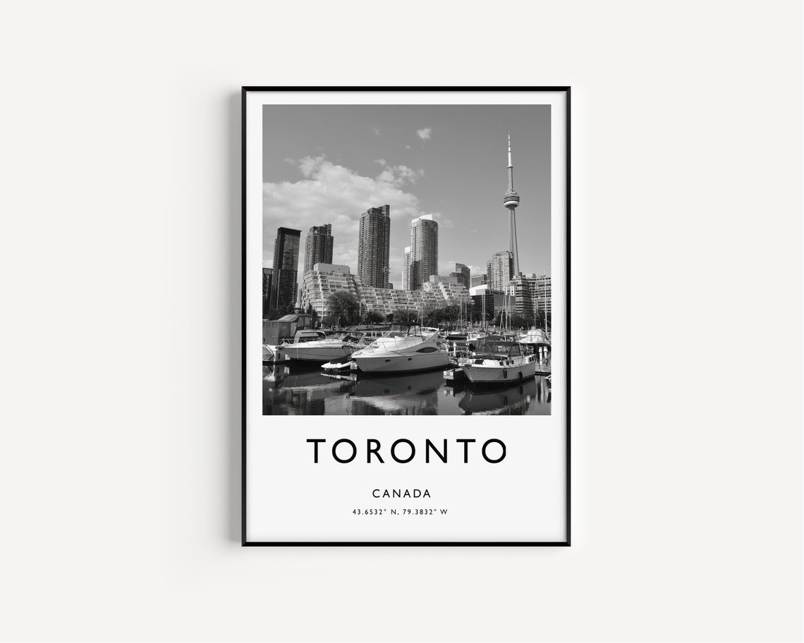 Toronto Canada Harbor Skyline Iconic CN Tower Monochrome Poster - Image 3