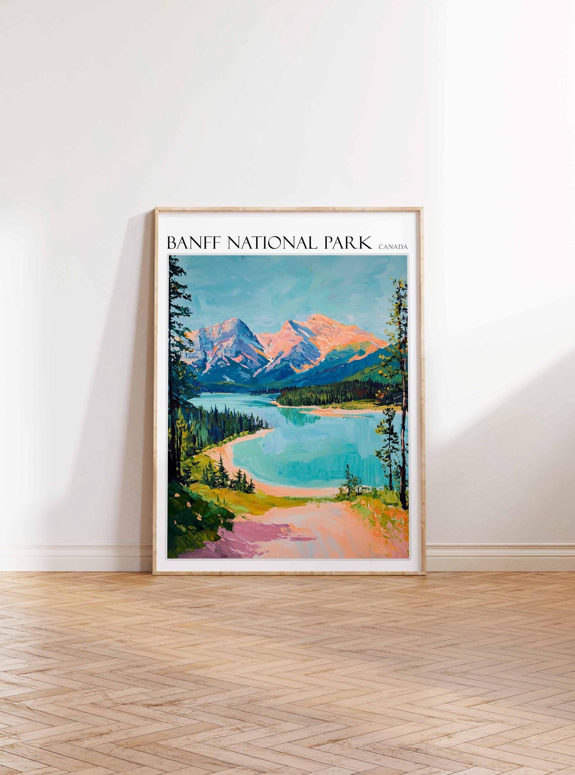 Banff National Park Canada Sunset Over Turquoise Lake Landscape Poster - Image 3