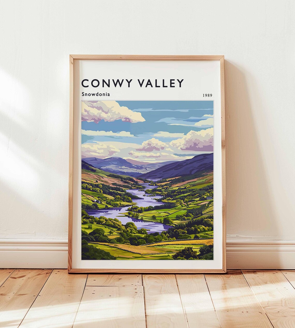 Conwy Valley Snowdonia Wales River Valley Painting 1989 Travel Poster