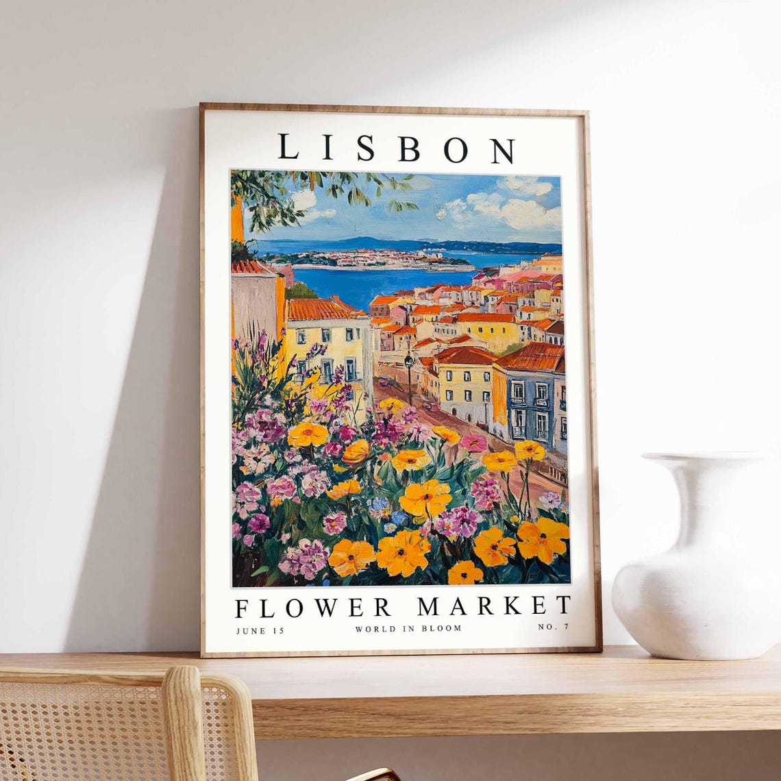 Lisbon Flower Market Poster Lisbonprint Portuguese Floral Wall Art Lisbonfloral Decor Botanical Europe Travel Print