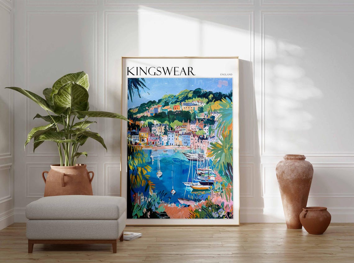 Kingswear Poster English Riviera Poster Uk Travel Poster Coastal Wall Art British Decor Kingswear Travel Print Kingswear Wall Decor - Image 3