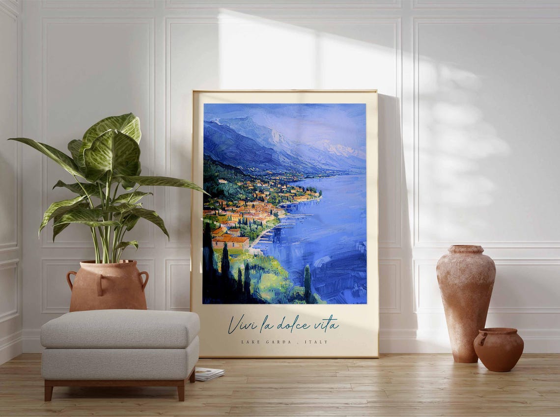 Lake Garda Poster Italian Travel Print Lake Garda Travel Art Lake Garda Wall Art Italy Art Italy Travel Decor Italian Travel Gift - Image 3